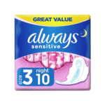 ALWAYS SENSITIVE NIGHT PAD 10X10S