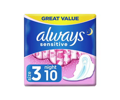 ALWAYS SENSITIVE NIGHT PAD 10X10S